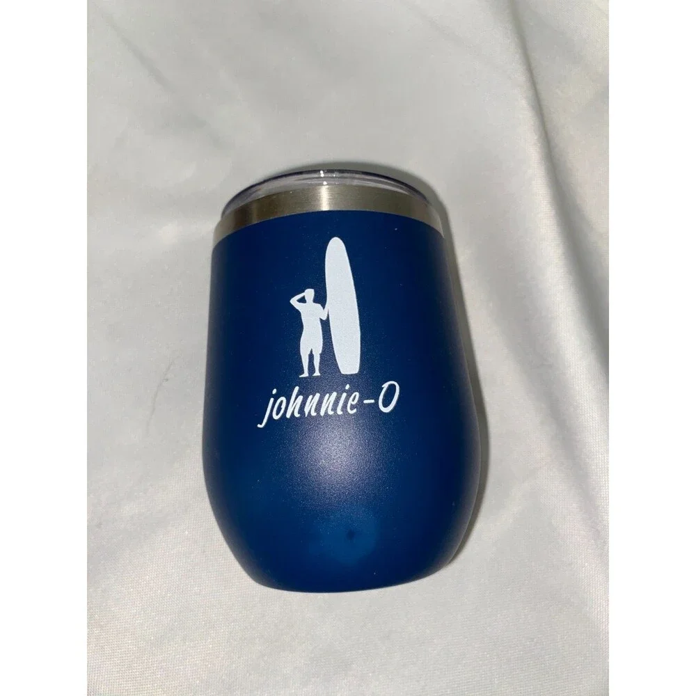 Johnnie-O Blue Surf 12 Oz Tumbler Cup Stainless Steel with lid